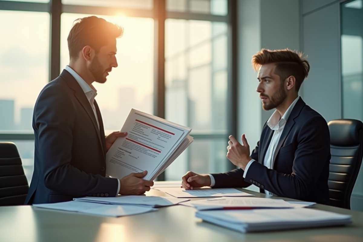 Deux personnes dans un bureau moderne tension au travail