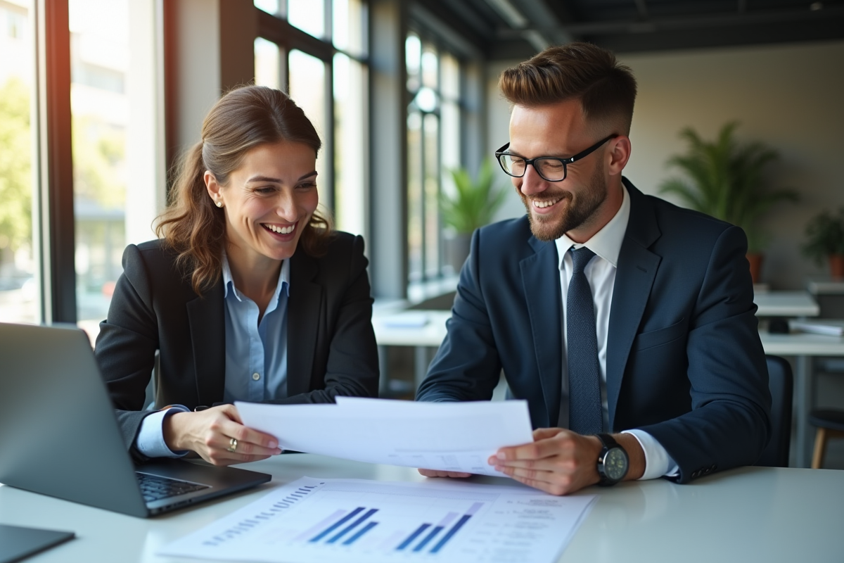 Consultant confiant et entrepreneur souriant en réunion