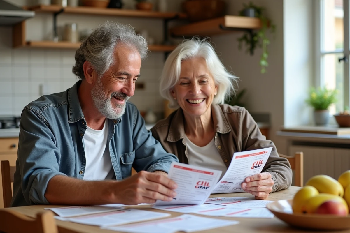 Couple de salariés GMF passant en revue les bons de réduction et billets culturels obtenus grâce aux avantages du comité d'entreprise
