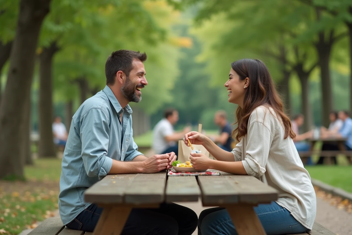 Couple profitant d'un moment de détente en plein air grâce aux activités proposées par le CSE Altran pour l'équilibre vie pro vie perso