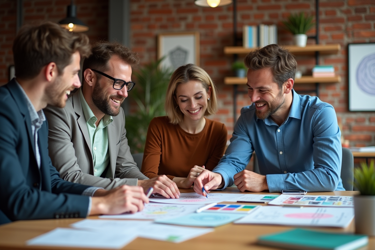Groupe de professionnels en brainstorming en studio
