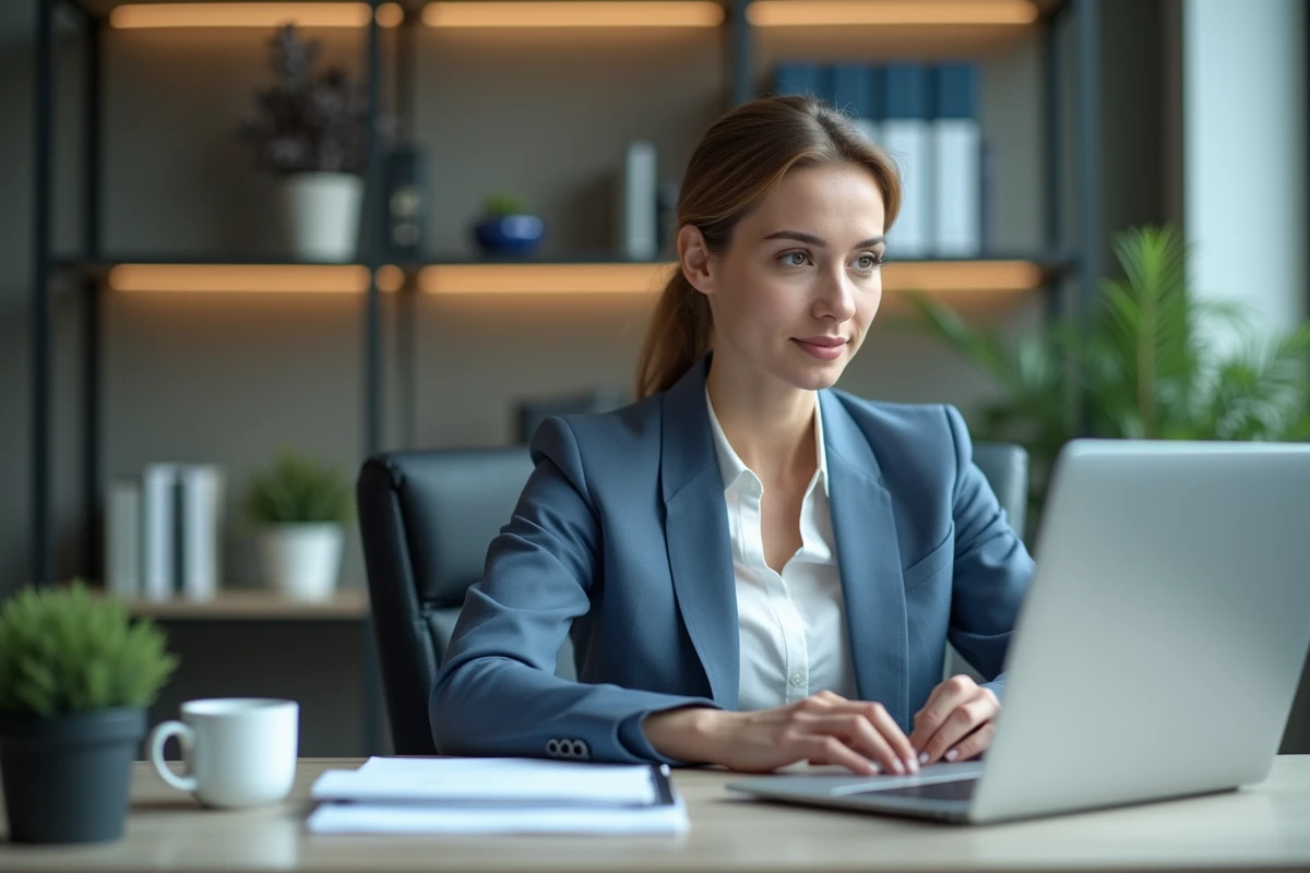 Femme d'affaires en bureau moderne et élégant