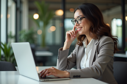 Jeune femme au bureau en tenue professionnelle