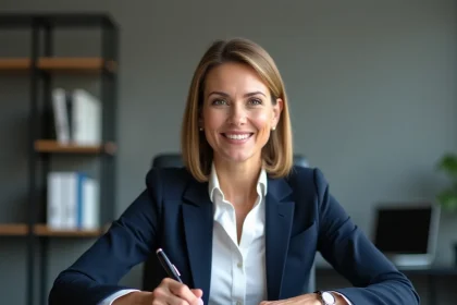 Femme professionnelle signant un document officiel par ordre en entreprise