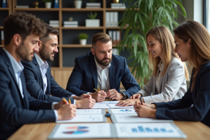 Groupe de professionnels en réunion d'affaires