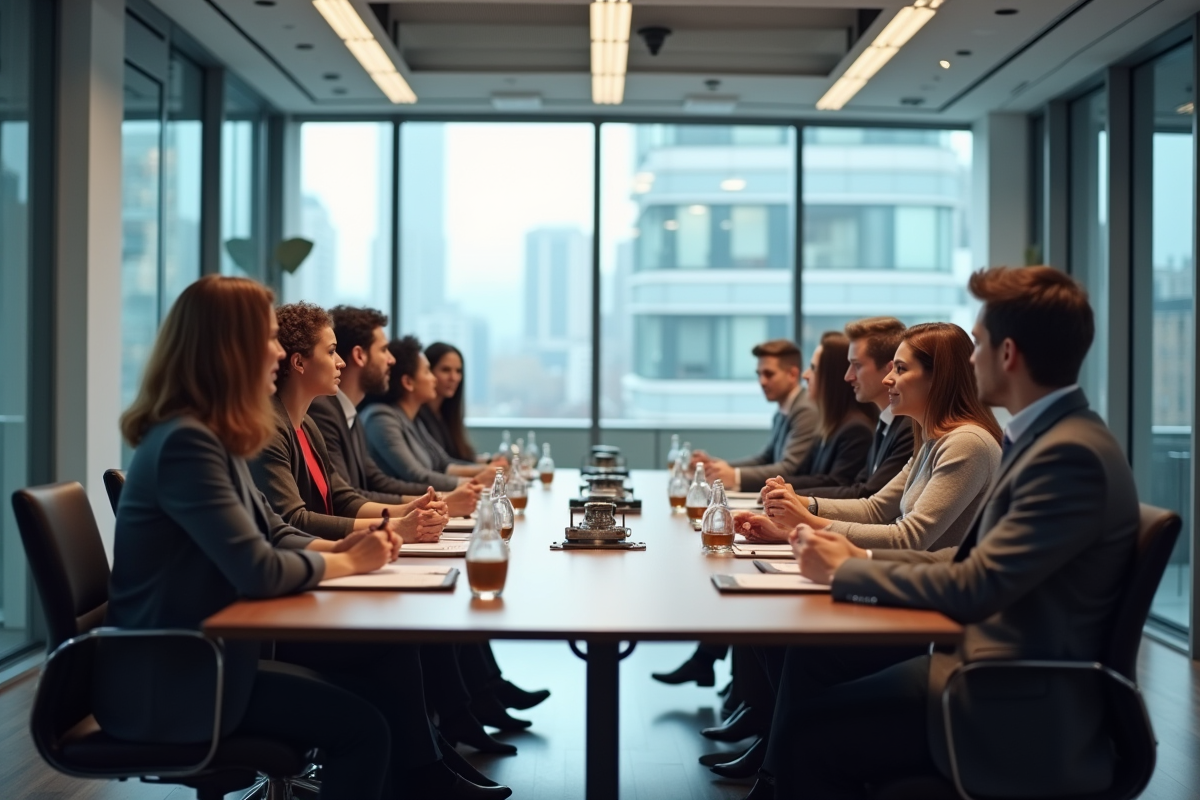 Groupe de salariés lors d'une réunion sur la sécurité au travail