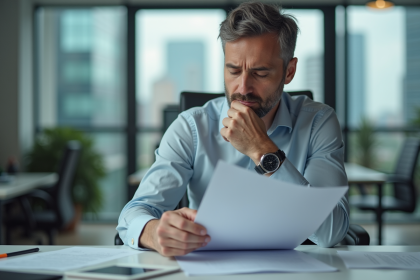 Homme d'affaires méditatif dans un bureau moderne