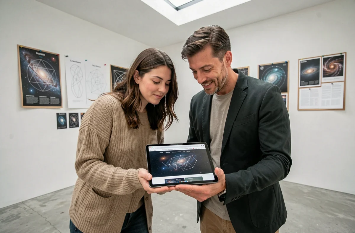 Équipe de Koomet collaborant sur un projet de site internet au design épuré dans un studio minimaliste
