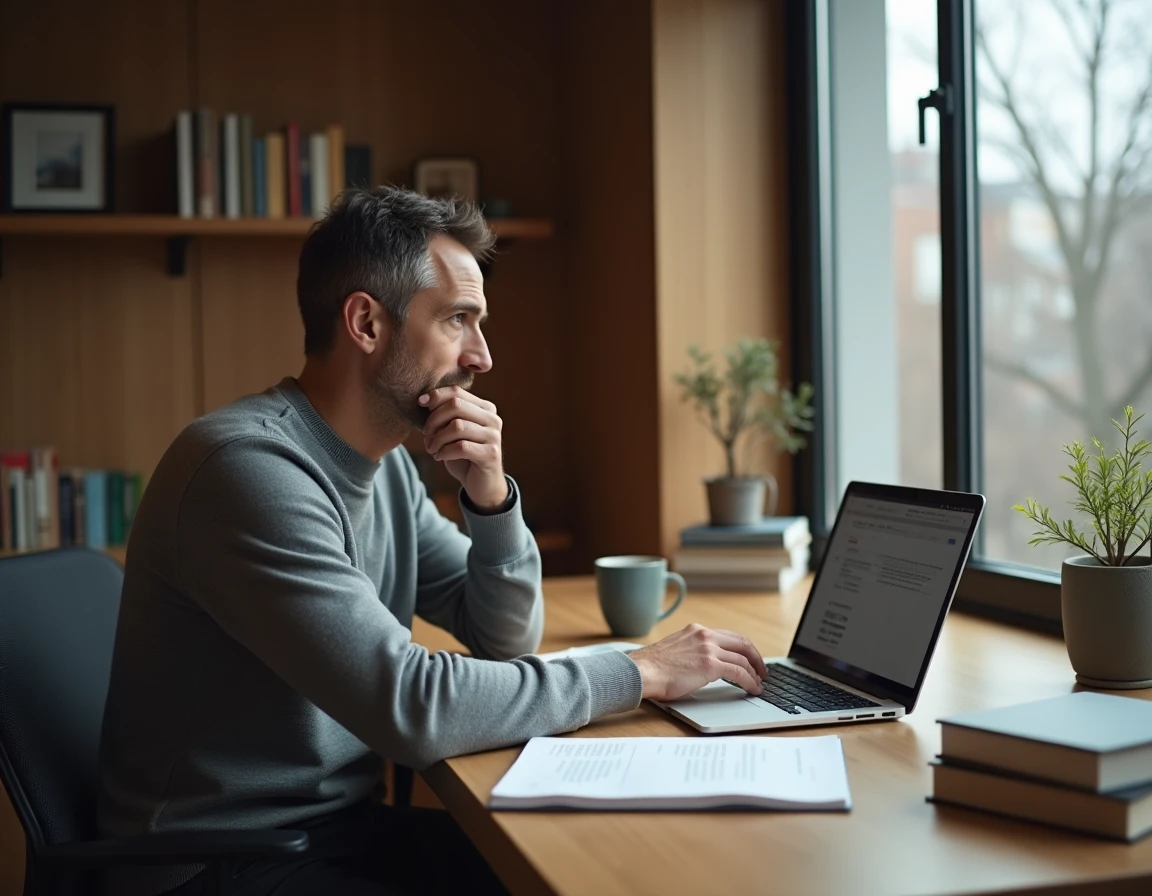 Manager scrutant un rapport d'analyse stratégique pour détecter les biais et erreurs d'un diagnostic externe
