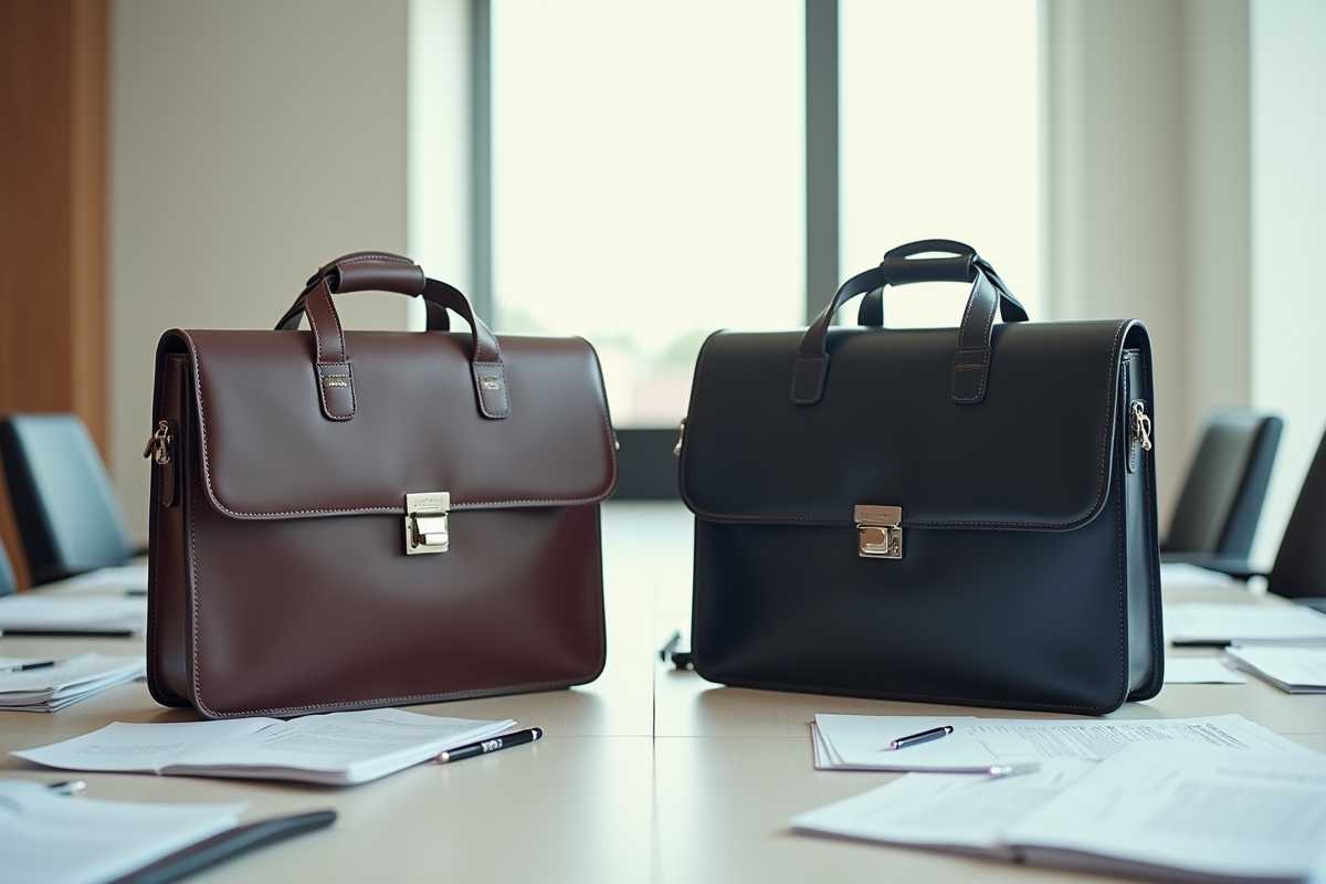 Deux porte-documents avec logos BCG et McKinsey sur une table claire