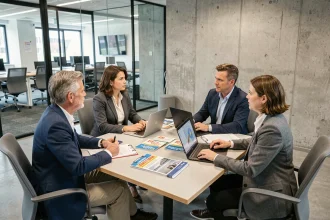 Réunion du comité d'entreprise RATP RDS avec des représentants du personnel discutant des droits des agents titulaires et contractuels