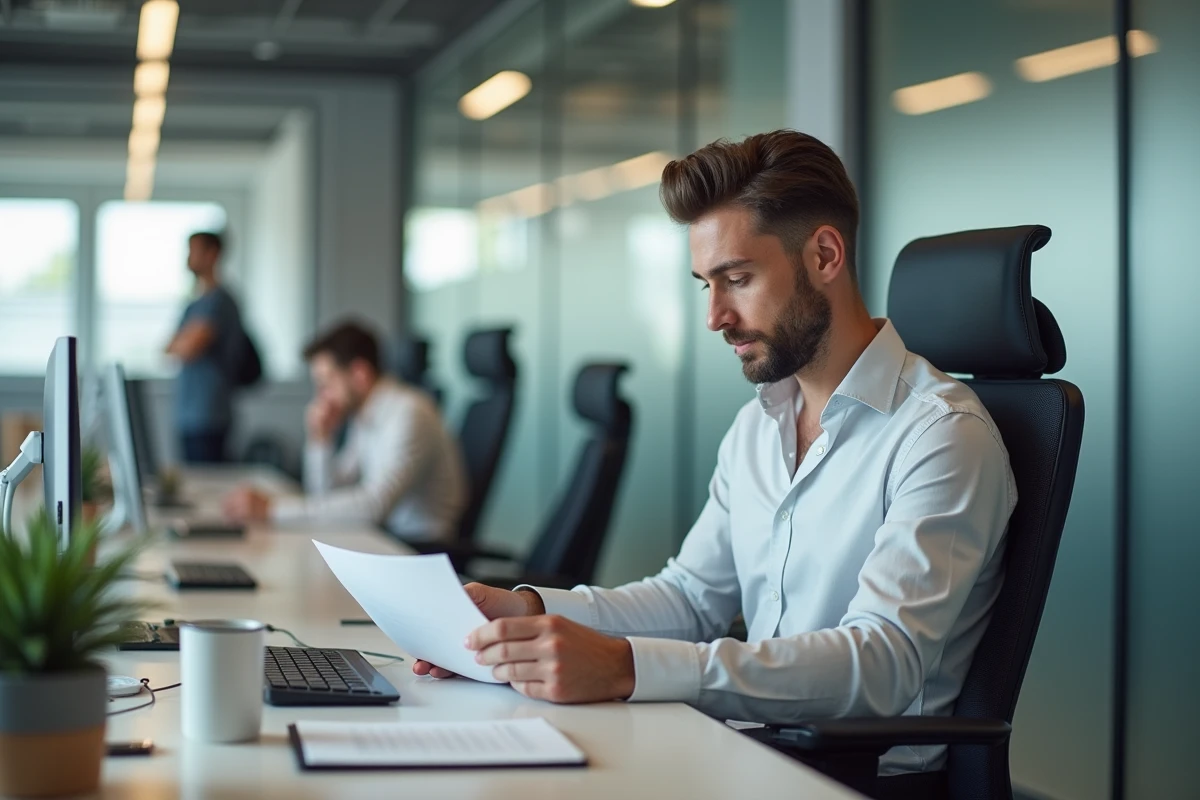 Salarié détendu au bureau illustrant l'amélioration de l'équilibre vie professionnelle et personnelle grâce au CSE Altran