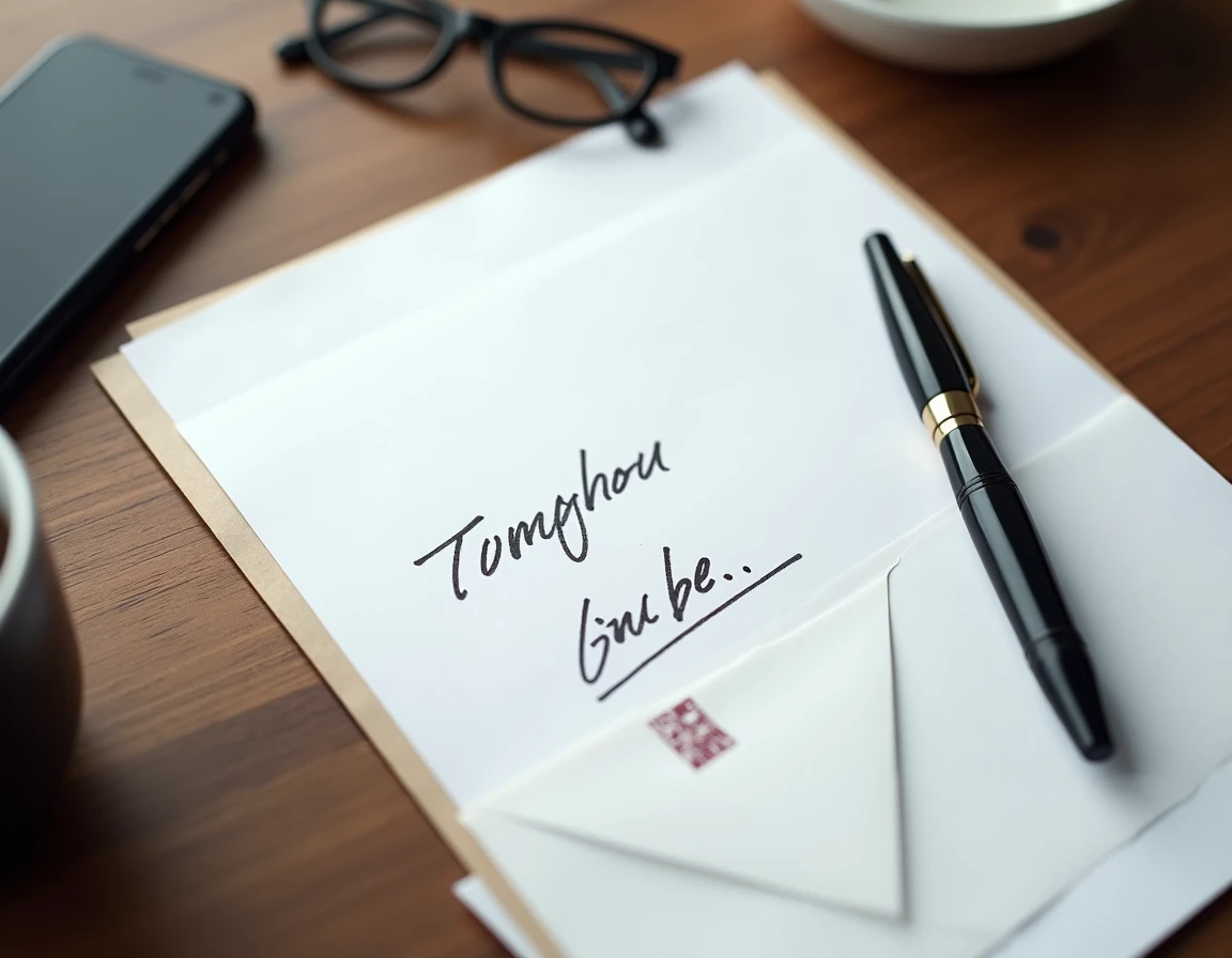 Vue de dessus d'un document signé pour ordre avec stylo et annotation P.O. sur un bureau